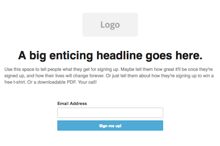 Unedited sign-up page