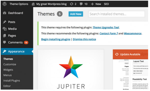 Install WordPress themes