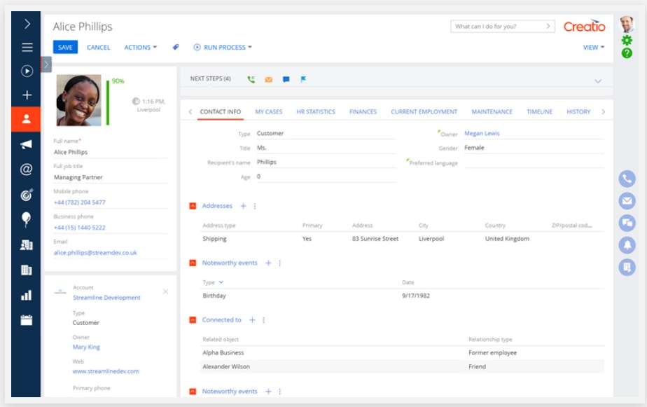 creatio dashboard