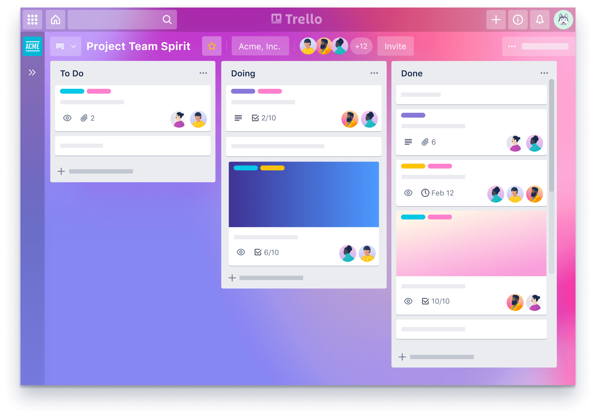 Trello kanban board