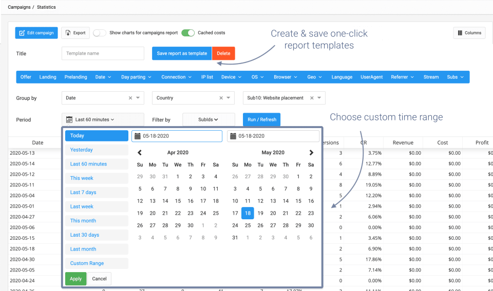 Campaign tracking. Voluum ad Tracker.