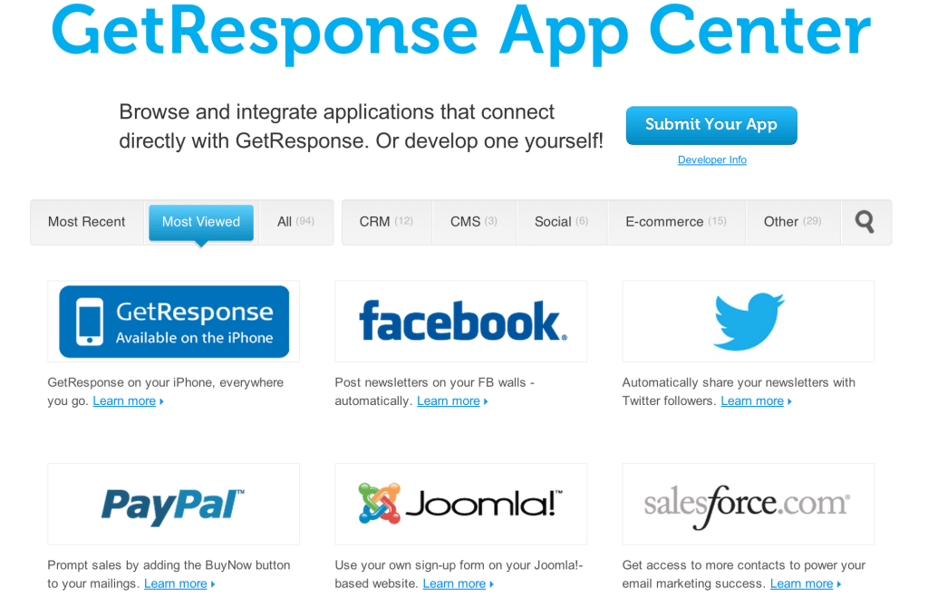 GetResponse App Centre