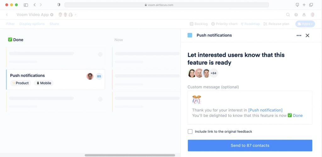 airfocus user interface