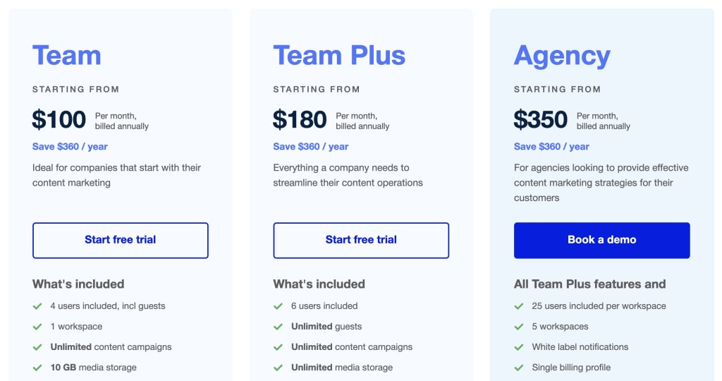 Image of StoryChief pricing information