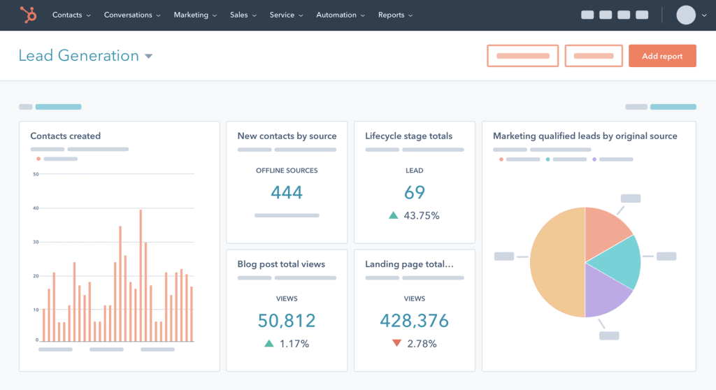 Screenshot of HubSpot software