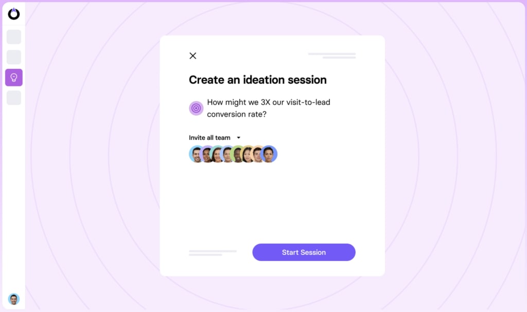 Screenshot of TrueNorth's meeting-less ideation system