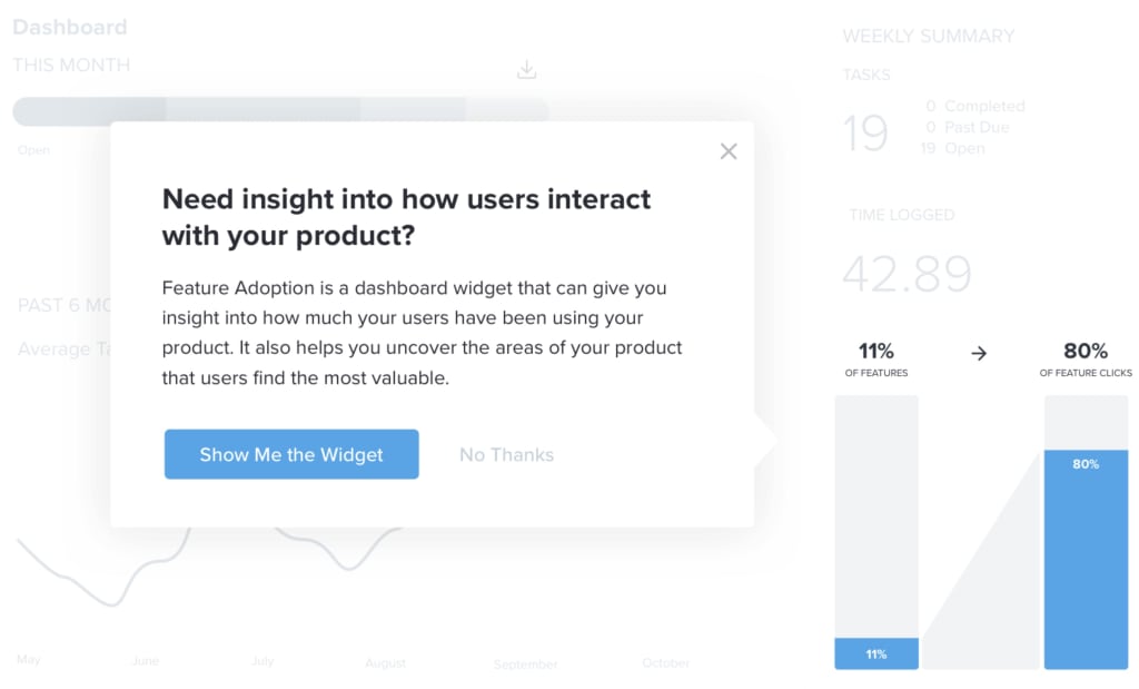 An example of in-app messaging delivered by Pendo's SaaS analytics tool