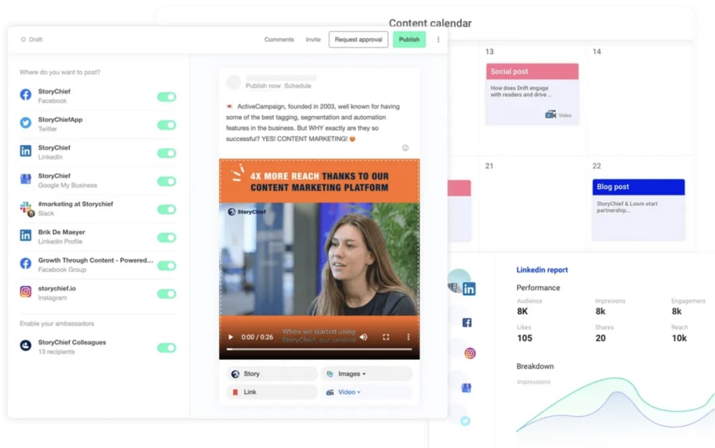 Image of StoryChief's software for collaborative marketing copy production