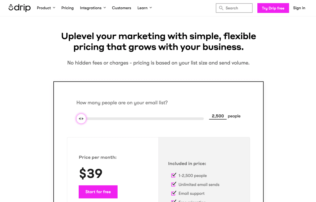 Drip pricing