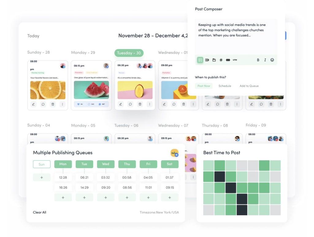 Images of ContentStudio's software for managing social media content and promoting marketing copy