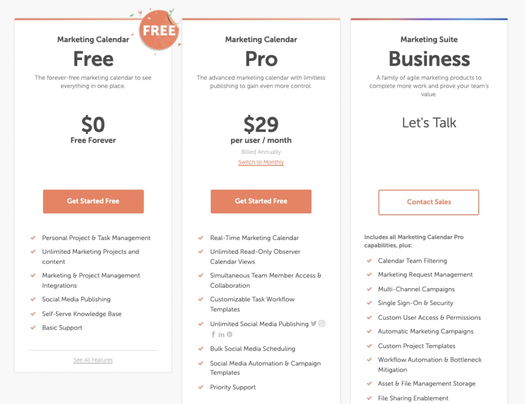 Image of CoSchedule pricing information