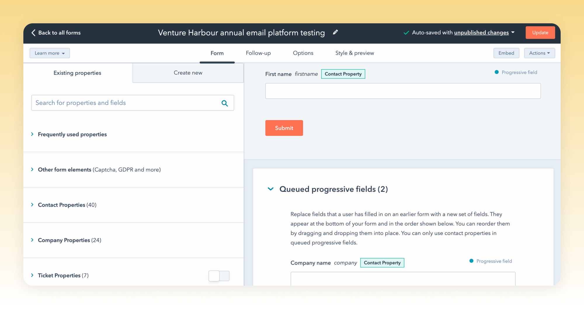 HubSpot progressive profiling