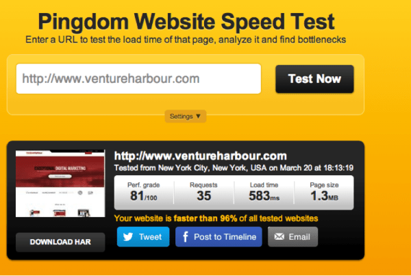 Page speed after
