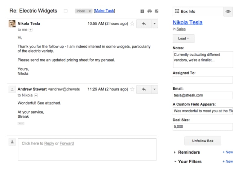 streak crm email