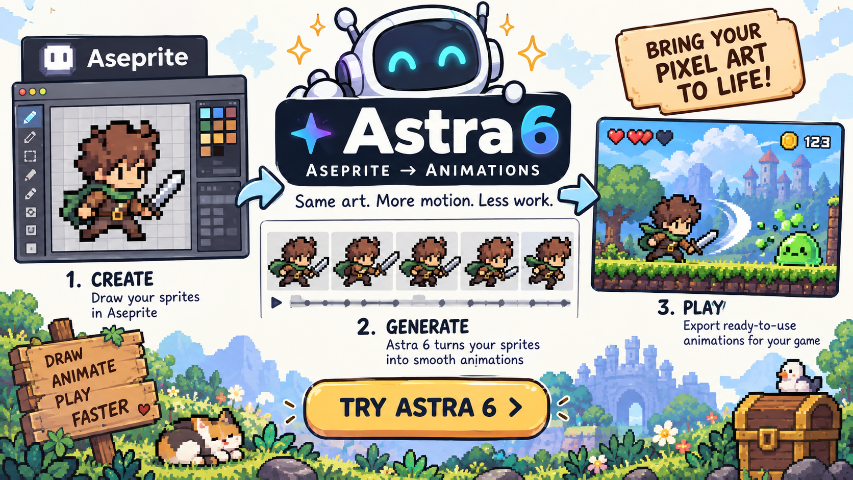 From AI Sprite Sheets to Aseprite Animations using Astra 6
