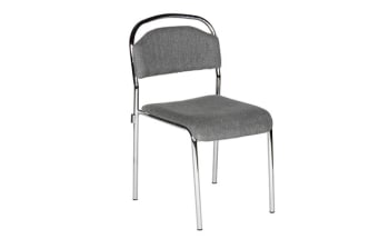 Konferansestol, grått stoff/krom ben, sh:45cm