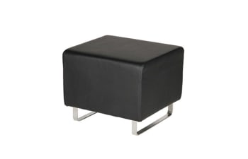 Pouffe, black leather, w:50 d:46 h:42cm