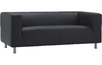 Sofa, sort skinn, 2-seter, b:180cm d:88cm sh:42cm