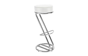 Bar stool, white seat/slanted chrome legs, sh:80cm