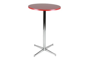 Ståbord rød plate/krom, h:111 ø=70cm