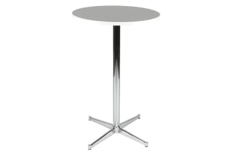 Standing table white top/chrome, h:111cm dia:70cm