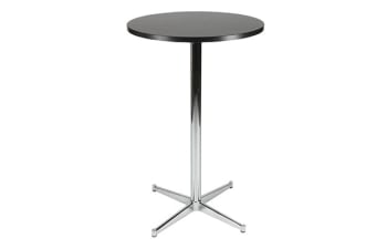 Standing table black top/chrome, h:111cm dia:70cm