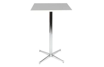 Standing table with white square top/chrome, h:106 dia:70cm