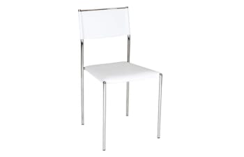 Chair, exclusive, white leather/chrome,  sh:45cm