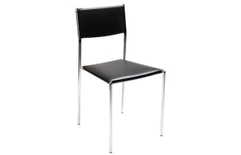 Chair, exclusive, black leather/chrome,  sh:45cm