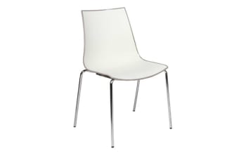 Chair, white front/grey back/chrome legs, sh:45cm