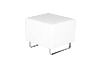 Pouffe, white leather, w:50 d:46 h:42cm