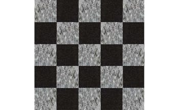 Carpet tiles in chequered pattern