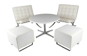 5585 table dia. 90 cm 2x 5545 chairs 2x 5225 box pouffes