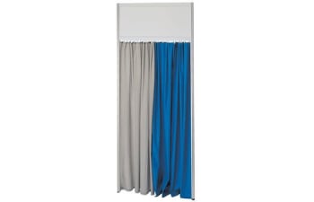 Dark blue curtain incl. rail and top panel