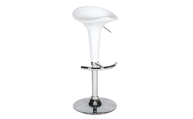 Barstool, white/chrome, adjustable sh:58-78cm