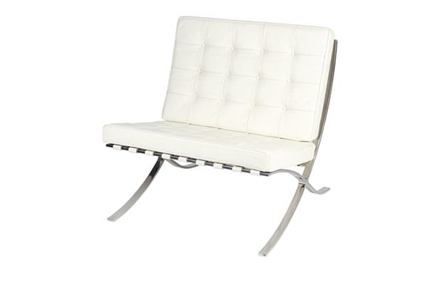 CHAIR, WHITE LEATHER, 1,5 SEATS, W:76CM D:77CM SH:43CM