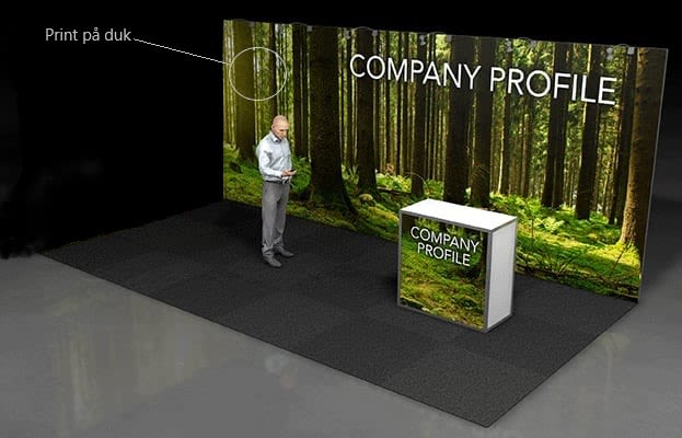 Cloth with print on rented frame 3x3 m