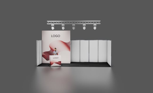 Appearance coloured walls 21 m²,  3x7m(booth)