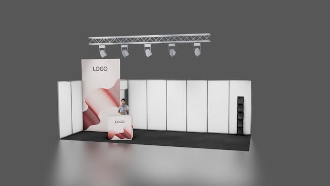 Appearance hvite vegger 24 m²,  3x8m(hjørne)