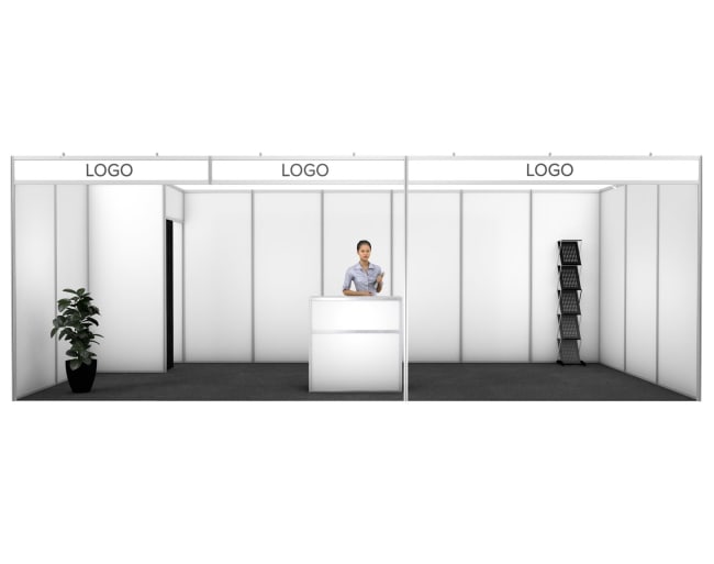 Medinova white 21 m², 3x7m (booth)