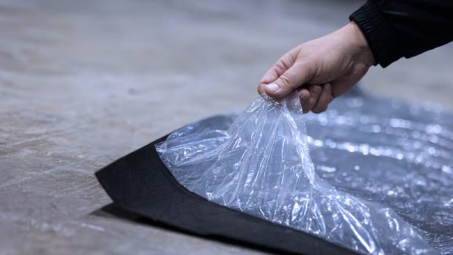 Plastic foil over carpet, 0,1mm