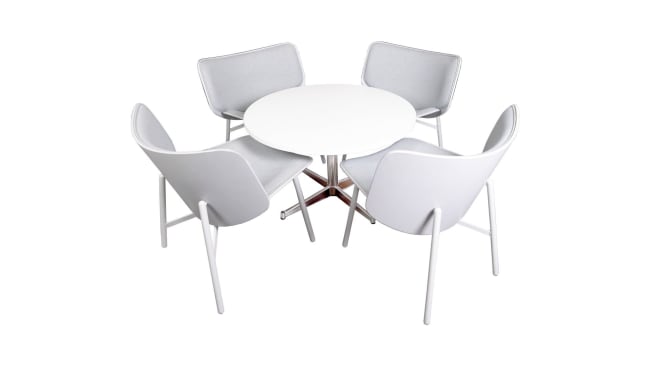 Coffee table  with 4 Dapper armchair light grey