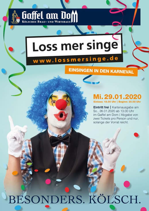 Loss mer singe - Einsingtour im Gaffel am Dom am 29.01.2020