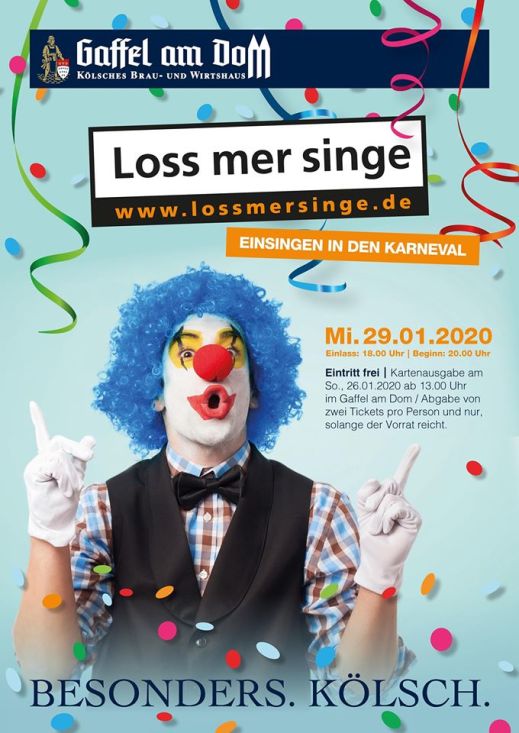 Loss mer singe - Einsingtour im Gaffel am Dom am 29.01.2020