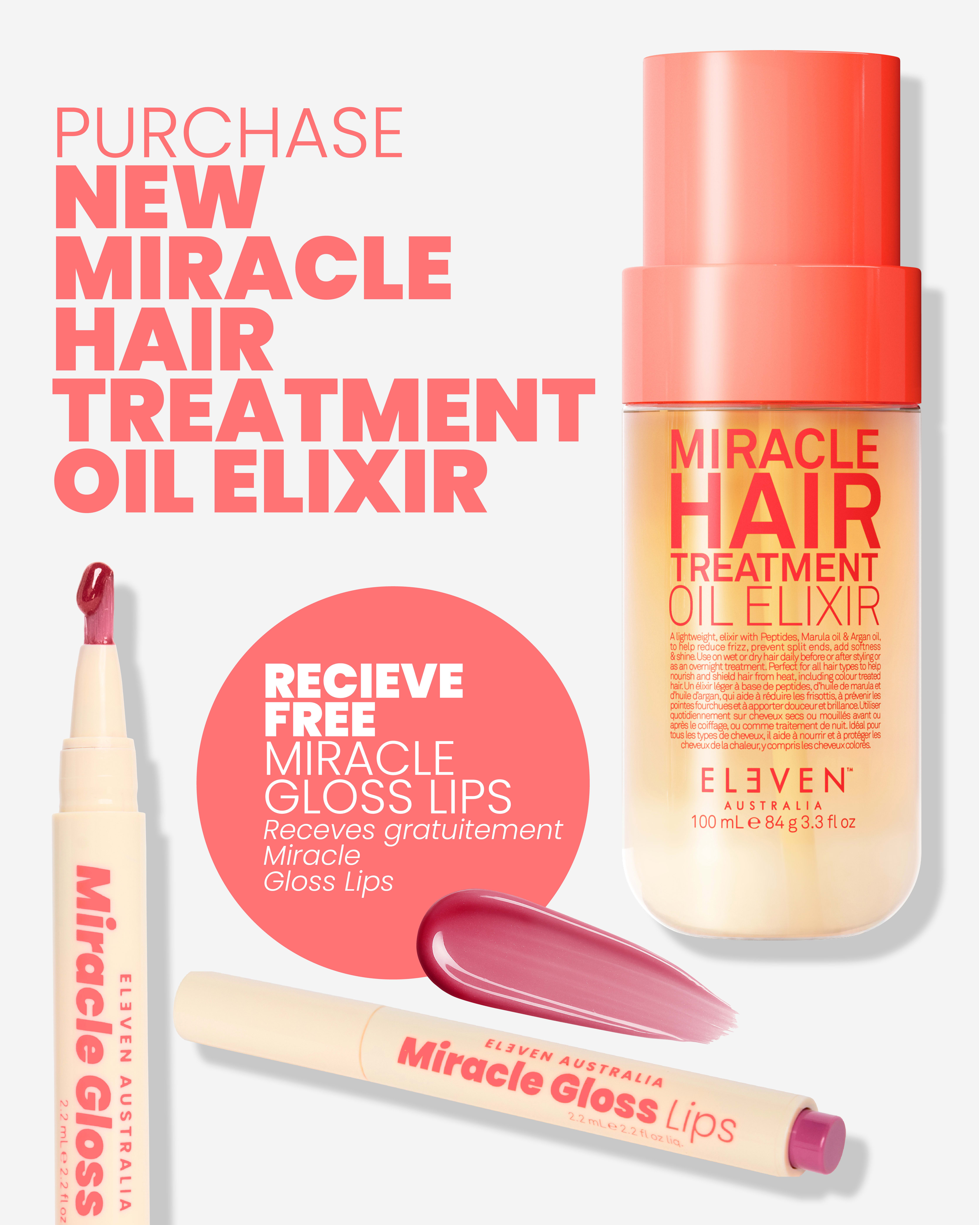 Miracle Hair Treatment Oil Elixir og Miracle Gloss Lips kampanje