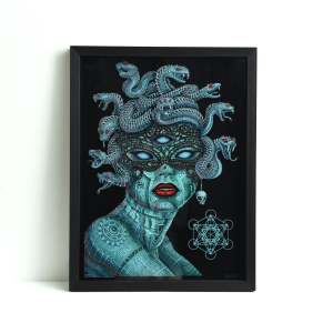 EMEK "Alien Cyber-Medusa" Framed Acrylic Diorama