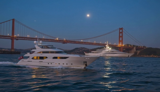 Twilight Yachts Beyond Golden Gate Bridge 