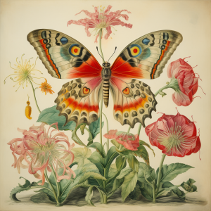 'Butterfly and Flowers' Fine Art Print #19
