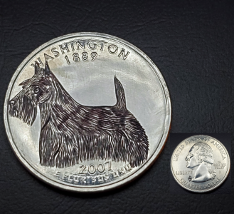 2007 D Washington State Quarter - Hand Engraved Scottie Dog