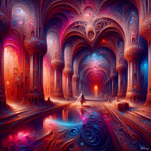 Radiant Echoes of Infinity In Red 